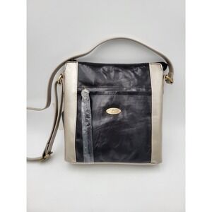 AURIELLE Black Gray Leather Adjustable Length Shoulder Cross Body Purse